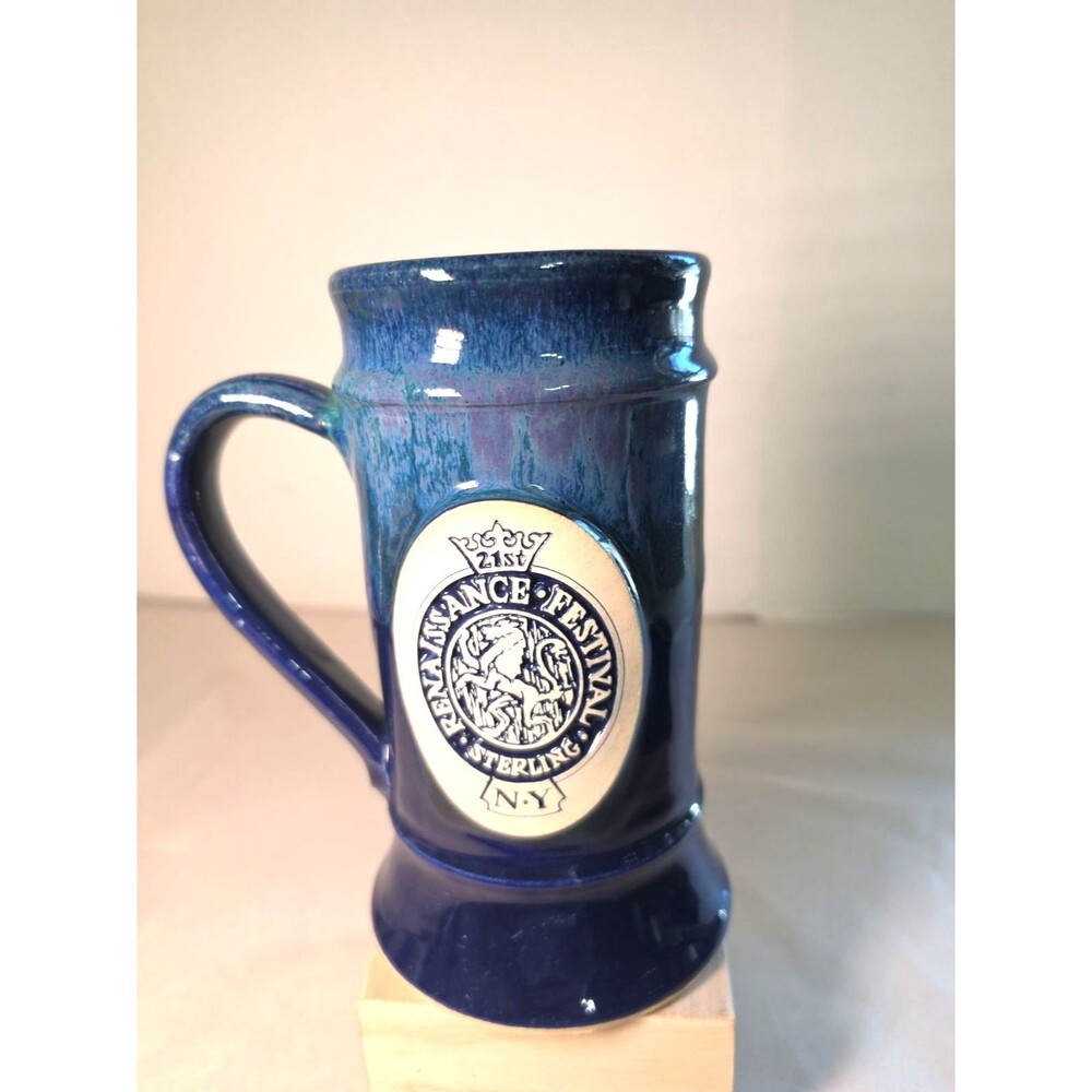 Vtg 1997 Renaissance Festival Sterling NY Handmade Stein Mug Stoneware 24oz